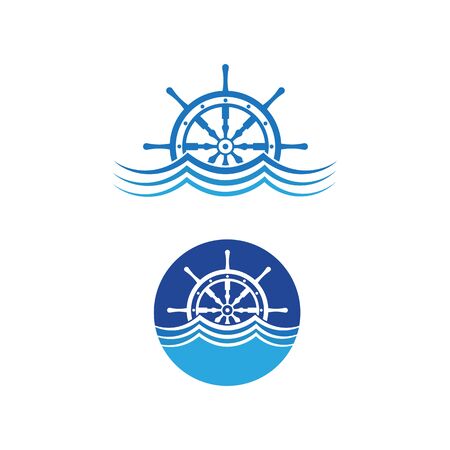 Set of Ship wheel steering symbol vector icon illustrationのイラスト素材