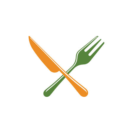 Fork, knife and spoon icon logo vector template.design for restaurant.のイラスト素材