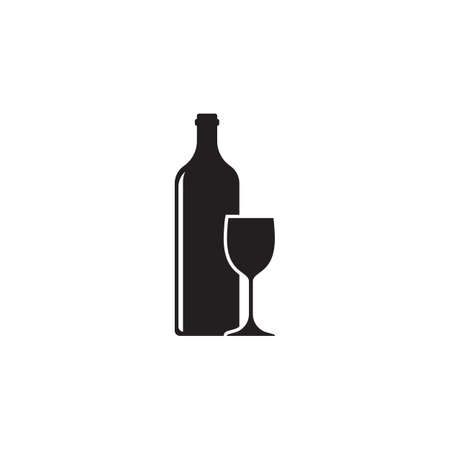 wine glass and bottle icon vector illustration templateのイラスト素材