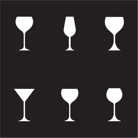 set of wine glass icon vector illustration templateのイラスト素材
