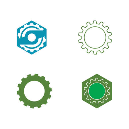 Set Gear Logo Template vector icon illustration designのイラスト素材