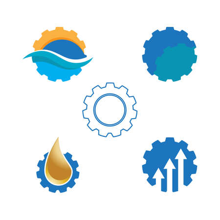 Set Gear Logo Template vector icon illustration designのイラスト素材