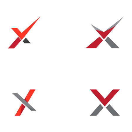 Set X Letter Logo Template vector icon designのイラスト素材