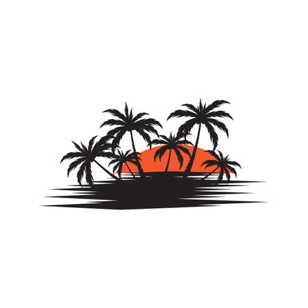 Palm tree summer logo template vector illustrationのイラスト素材