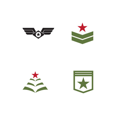 Set Military Wave Logo Template vector symbol natureのイラスト素材
