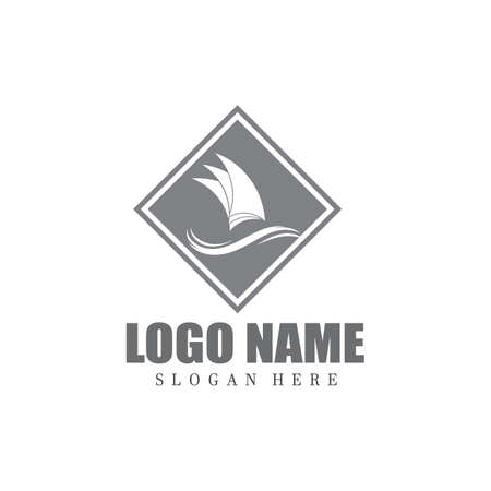 Ocean cruise liner ship silhouette simple linear logoのイラスト素材