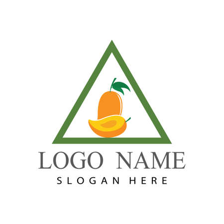 Mango in flat style. Mango vector logo. Mango iconのイラスト素材