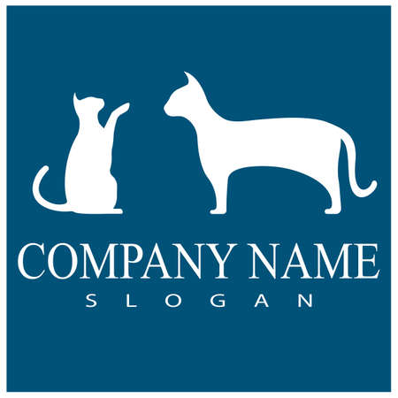 Cat and Dog vector silhouettes logo templateのイラスト素材