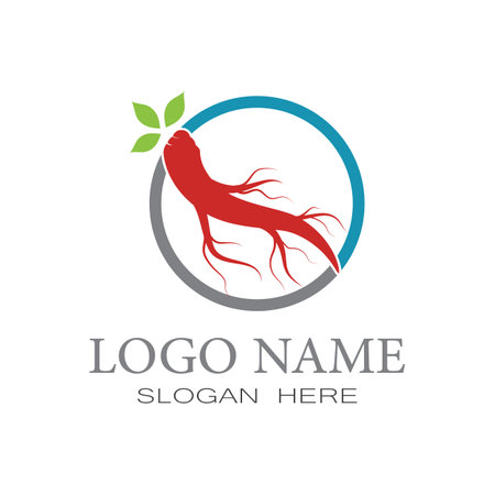 Ginseng icon Vector Illustration design Logo templateのイラスト素材