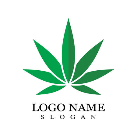 Cannabis marijuana hemp leaf logo and symbolのイラスト素材