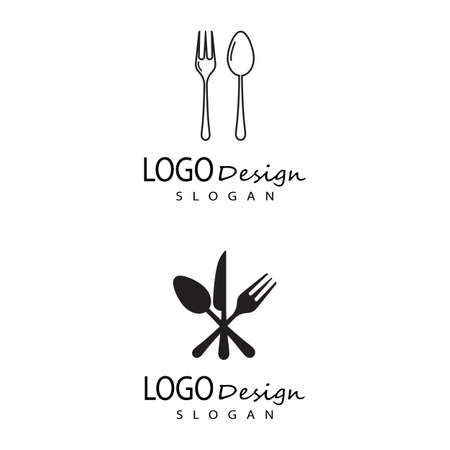 spoon and fork logo template illustrationのイラスト素材