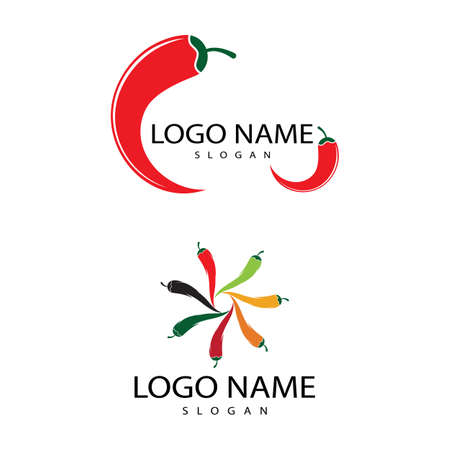 Red hot natural chili icon Template vector Illustrationのイラスト素材