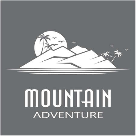 Simple Modern Mountain Landscape Logo Design Vector, Rocky Ice Top Mount Peak Silhouetteのイラスト素材