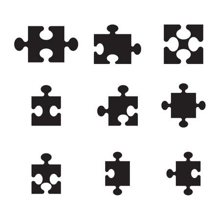 Puzzle icon, colorful isolated on white background, vector illustrationのイラスト素材