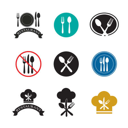 spoon and fork logo template illustrationのイラスト素材