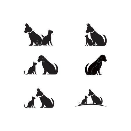 Cat and Dog vector silhouettes logo templateのイラスト素材