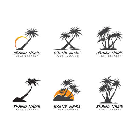 Palm tree summer logo template vector illustrationのイラスト素材