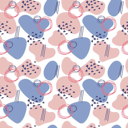 Abstract spots, circles and dots seamless pattern. Pebble vector background.のイラスト素材