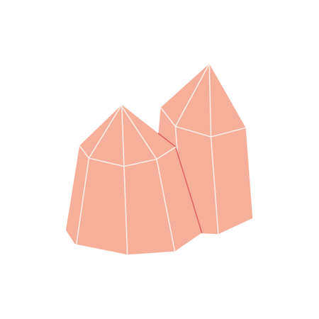 Vector illustration of pink quartz crystal. Decoration of home meditation altar.のイラスト素材