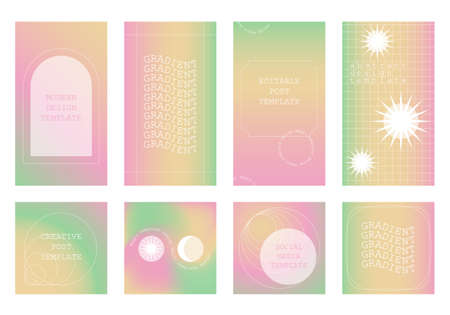 Retro 70s color palette gradient templates for social media posts and stories. Gradient design for...