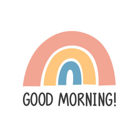Simple scandinavian style rainbow for nursery decor. Good morning. Vector illustrationのイラスト素材