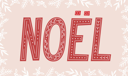 Postcard with Noel lettering. Vector illustrationのイラスト素材