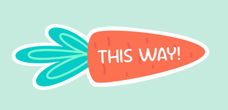 Carrot egg search direction indicator for Easter Egg Hunt. Vector illustration template for Easter holiday celebrationのイラスト素材