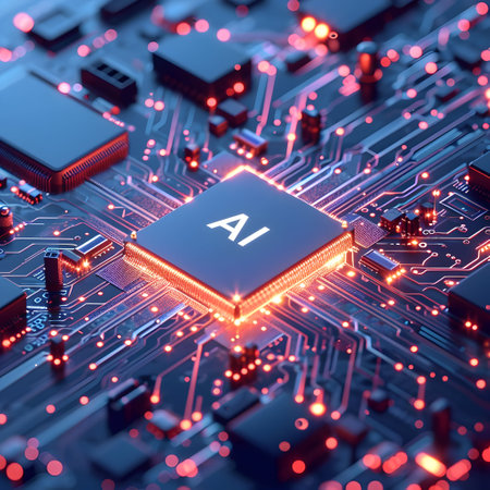 Circuit board close-up. Technology background. 3d renderingの素材