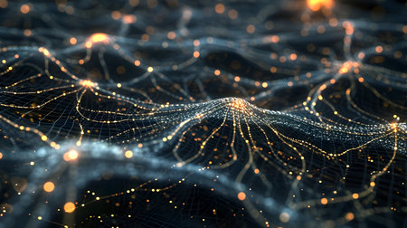 3d rendering of abstract particles with depth of field and bokehの素材