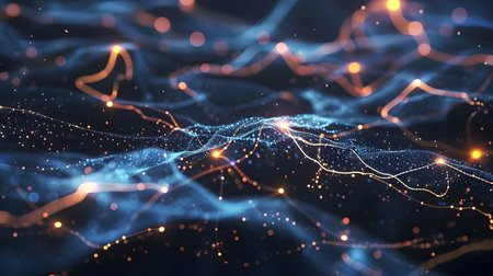 3d rendering. Abstract digital background with connecting dots and lines. Network connection structure.の素材