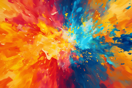 Vivid abstract background featuring expressionistic color explosions, creating a dynamic and energetic visual experienceの素材