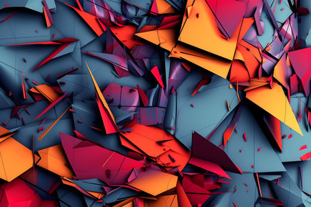 Contemporary abstract background crafted with smashing geometrical shapes and lines, featuring a trending color palette for a modern visual appealの素材