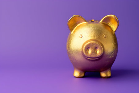 Elevate your savings with our Luxurious Gold Piggy Bank. This elegant and glamorous money-saving solution adds a touch of sophistication to your financial goals. Crafted with precision, it's not just a piggy bank; it's a statement piece for those who appreciate style in every aspect of lifeの素材