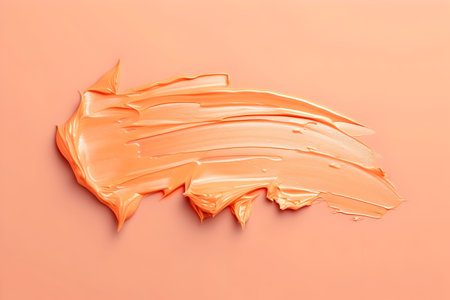 A beautifully crafted, realistic oil paint stroke in peach hues, elegantly isolated against a matching peach background for a touch of artistic sophisticationの素材