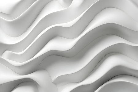 Explore the beauty of white geometric 3D waves in this captivating abstract background. Perfect for modern design projects.の素材