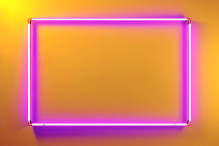 Eye-catching neon purple frame contrasts beautifully with a bright yellow background for a bold and vibrant visualの素材