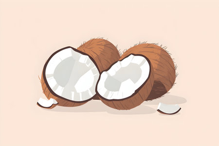 Simple flat illustration of a coconut, perfect for tropical-themed designs and projectsの素材