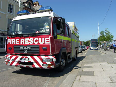 Fire engine in Bideford, Devonのeditorial素材