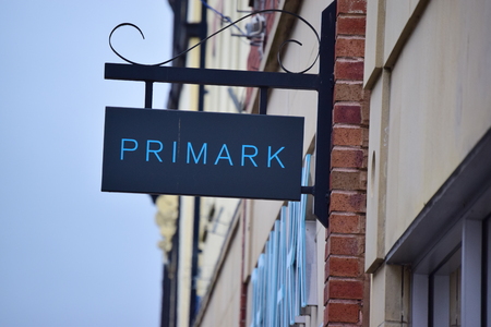 Primark sign from one of its stores based in Barnstaple, Devonのeditorial素材