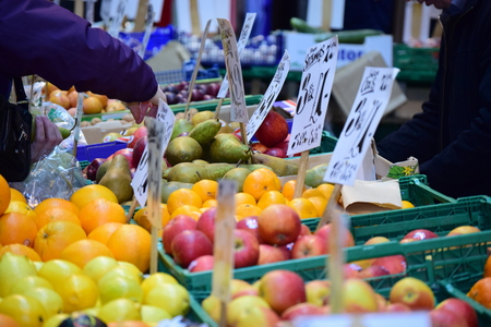 Fresh fruits at a marketのeditorial素材