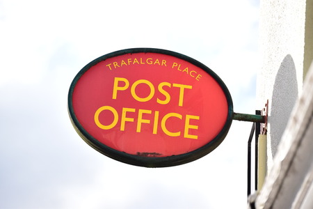 Uk Post office sign In Bideford, Devon, England