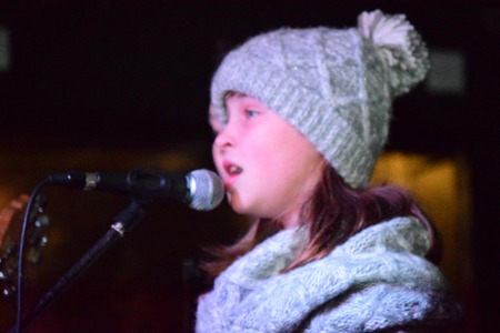 Singer on stage on NYE in Bidefordのeditorial素材