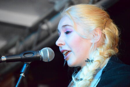 Singer on stage on NYE in Bidefordのeditorial素材