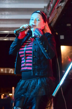 Singer on stage on NYE in Bidefordのeditorial素材