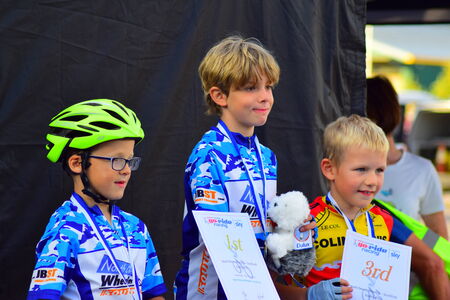 Getting medals after a cycling race in Barnstaple, Devon 2014のeditorial素材