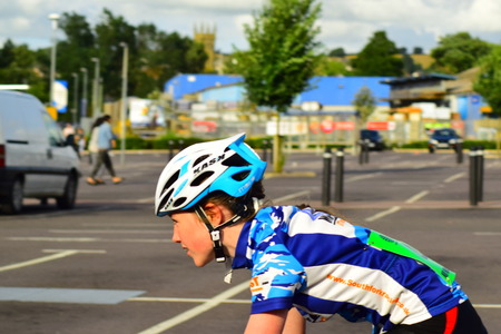 Cycling race in Barnstaple, Devon in England 2014のeditorial素材