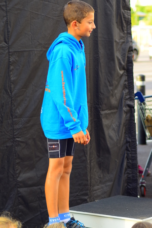 Getting medals after a cycling race in Barnstaple, Devon 2014のeditorial素材