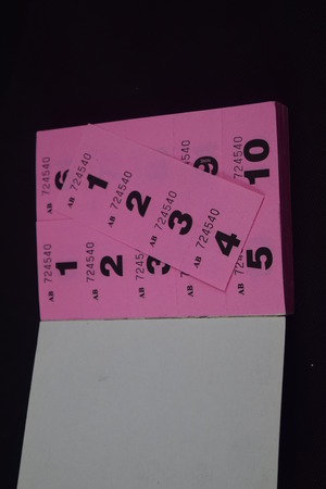 Pink Raffle ticket book Openedの写真素材
