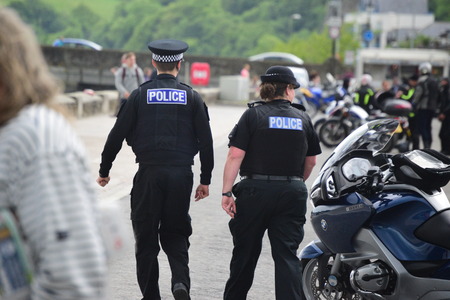 Devon and Cornwall police walking in Bideford North Devonのeditorial素材