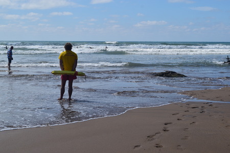 RNLI Lifeguards on duty at Budeのeditorial素材